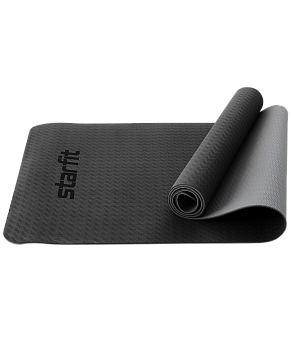 Коврик для йоги и фитнеса FM-201, TPE, 183x61x0,4 см, черный/серый